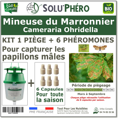 soluphero kit piège plus 6 phéromones contre la mineuse du marronnier