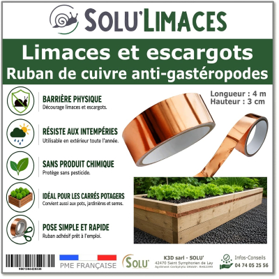 Ruban de Cuivre Anti-Limaces et Escargots SOLU'LIMACES