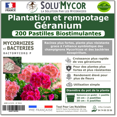 Comprimés biostimulants, SOLU'MYCOR Géraniums - 200 pastilles
