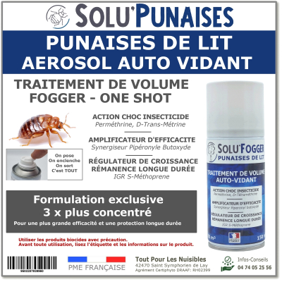 Insecticide fumigène spécial Punaises de lit, SOLU'PUNAISE
