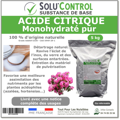 Acide citrique monohydraté pur - Sachet de 5kg