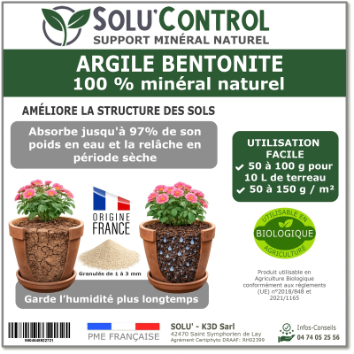 Argile Bentonite Naturelle – Support minéral – Solu'Control