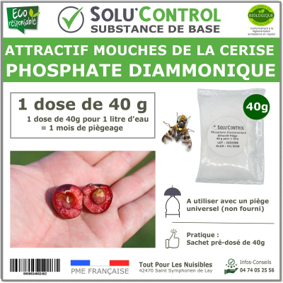 Phosphate Diammonique, appât naturel contre la mouche de la cerise, SOLU'CONTROL - 40g