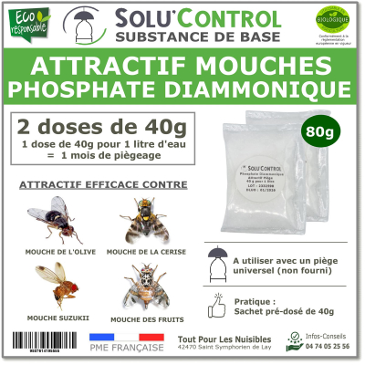 Phosphate Diammonique, appât naturel contre les mouches des fruits, SOLU'CONTROL - 80g