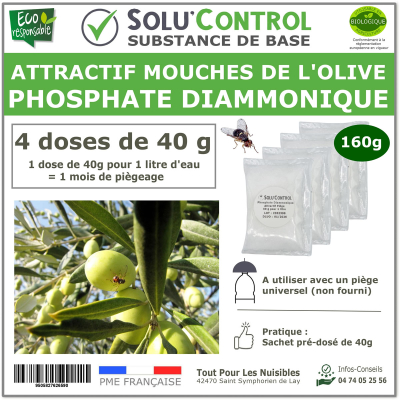Phosphate Diammonique, appât naturel contre la mouche de l'olive, SOLU'CONTROL - 160g