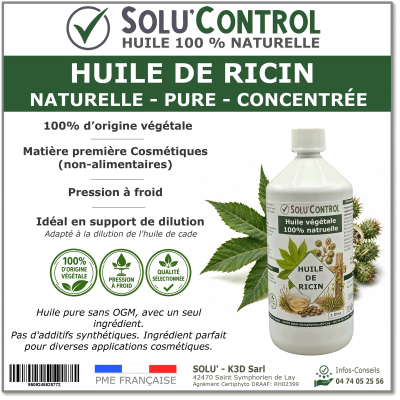 Huile de Ricin Naturelle Pure et Concentrée - Animaux, Bois et Jardin - Solu'Control