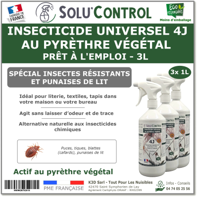 Insecticide 4J PAE Actifs 100% Végétaux - Flacon 3L