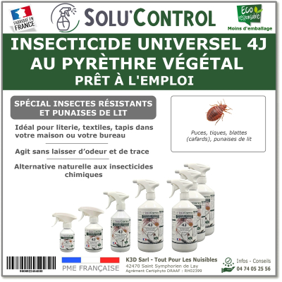 Insecticide Végétal 4J Solu’Control Spécial Punaises de lit et Insectes Résistants