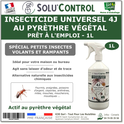 Insecticide 4J PAE Actifs 100% Végétaux - Flacon 1L
