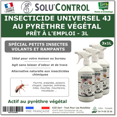Insecticide 4J PAE Actifs 100% Végétaux - Flacon 3L