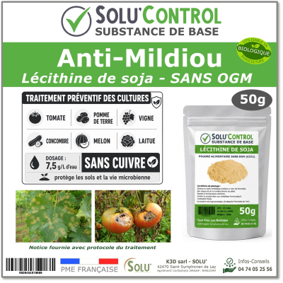 Lécithine de soja Anti-Mildiou - Sachet de 50g - SOLU'CONTROL g