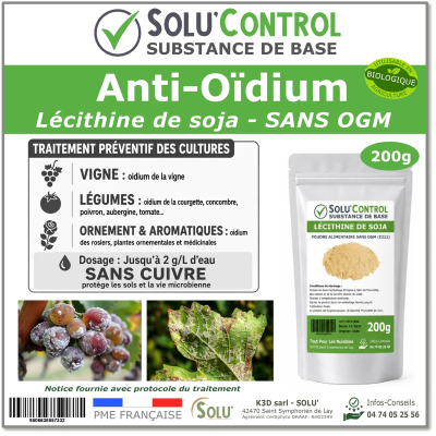 Lécithine de soja Anti-Oïdium - Sachet de 200g - SOLU'CONTROL