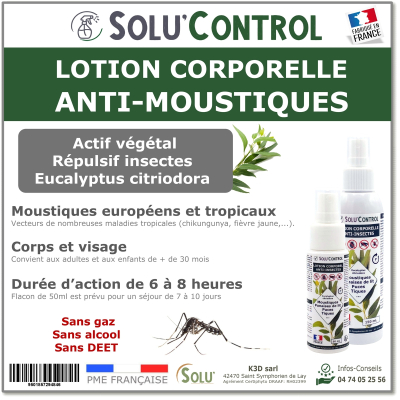 Lotion Corporelle Répulsif Moustiques, Solu'Control