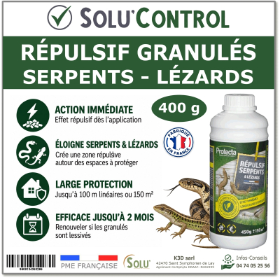 SOLU’CONTROL JARDIN – Répulsif Serpents & Lézards – Granulés 450 g