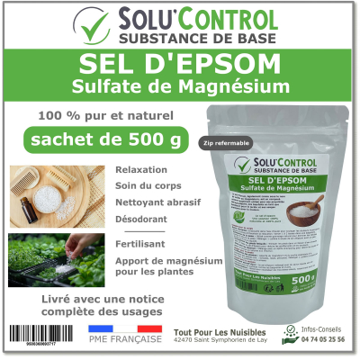 Sel d'epsom 500 g Sulfate de Magnésium 100% Naturel
