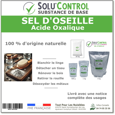 Sel d'oseille Acide Oxalique 100% Naturel