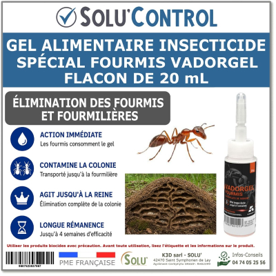 SOLU’CONTROL VADORGEL – Gel alimentaire insecticide spécial fourmis – Flacon de 20 g