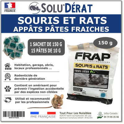 Solu'Dérat - Sachet d'appât en pate fraîche, Frap Pat' 150g