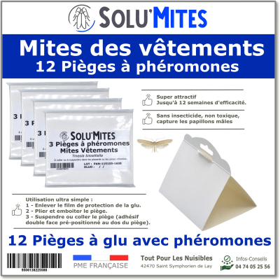 SoluMites - Lot de 12 Pièges pour les mites des vêtements