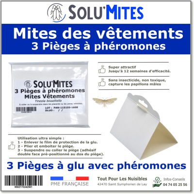 SoluMites - Lot de 3 Pièges pour les mites des vêtements
